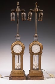 PR GLASS MANTEL CLOCK FORM TABLE LAMPS