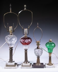 BLOWN GLASS LAMPS, SOME ELECTRIFIED