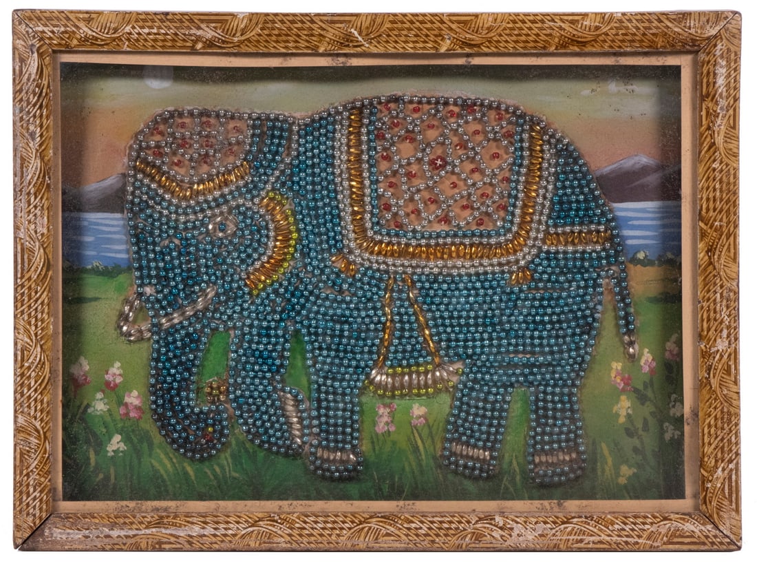 SOUTH ASIAN BEADED ELEPHANT PICTURE (1 of 2)