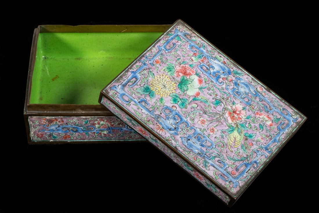 CHINESE ENAMELED LIDDED BOX (1 of 2)