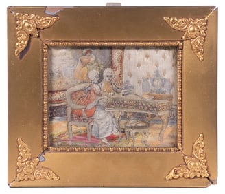 MINIATURE FRENCH NEEDLEWORK, FRAMED