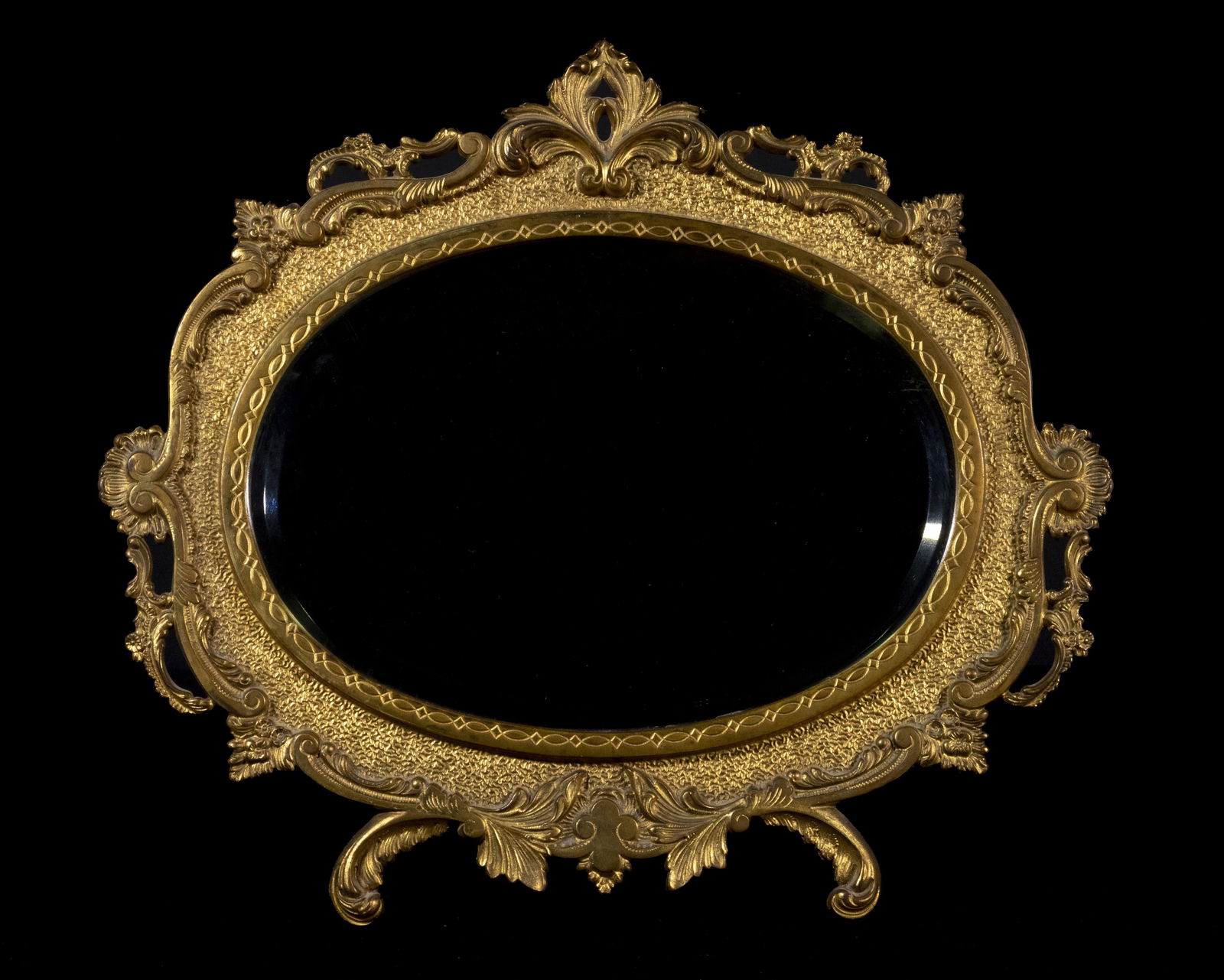 LATE VICTORIAN GILT BRASS TABLETOP MIRROR (1 of 3)