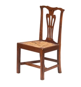 RUSH SEAT AMERICAN COUNTRY CHIPPENDALE CHAIR