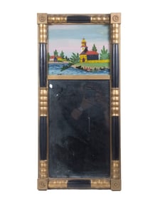 HALL MIRROR WITH REVERSE GLASS PAINTING