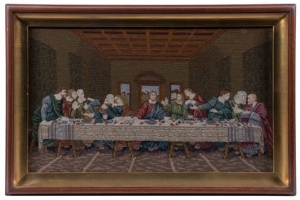 THE LAST SUPPER FRAMED NEEDLEPOINT TAPESTRY