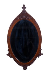 AMERICAN QUEEN ANNE STYLE OVAL ENTRY MIRROR, CIRCA 1900
