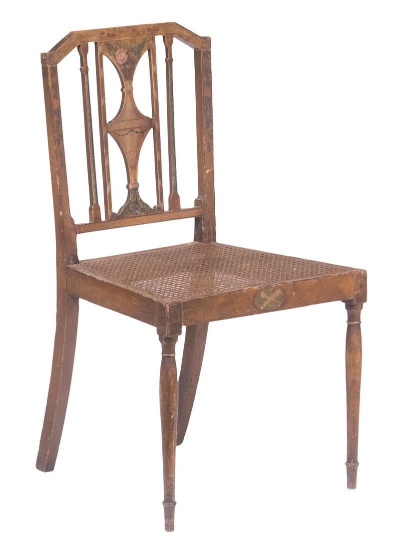 EARLY 19TH C. BRITISH CANED SIDECHAIR (1 of 3)