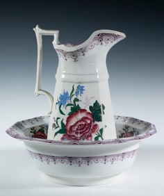 VICTORIAN STAFFORDSHIRE PITCHER & BOWL SET