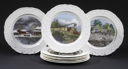 (8) DELANO/SUN GLO STUDIOS CURRIER & IVES PLATES