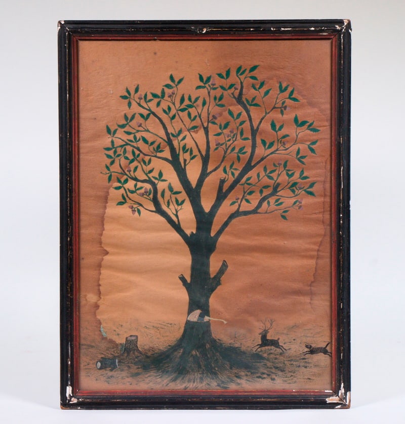 FOLK ART WATERCOLOR, FRAMED (1 of 2)