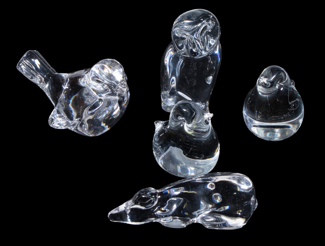 (5) CLEAR GLASS ANIMAL FIGURES, INCL. BACCARAT (1 of 2)