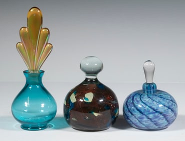 SCENT BOTTLES & MOLINA ART GLASS PAPERWEIGHT