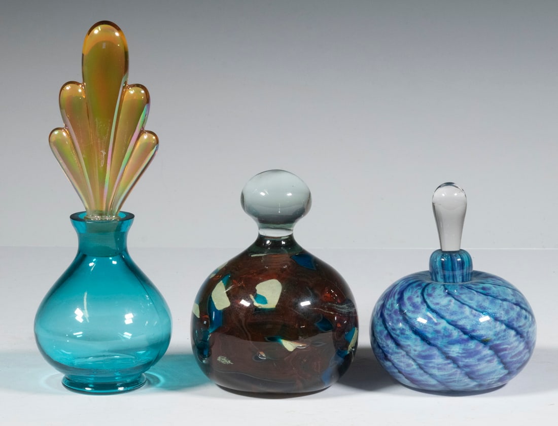 SCENT BOTTLES & MOLINA ART GLASS PAPERWEIGHT (1 of 2)