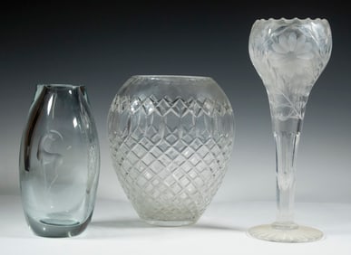 CLEAR CUT CRYSTAL VASES
