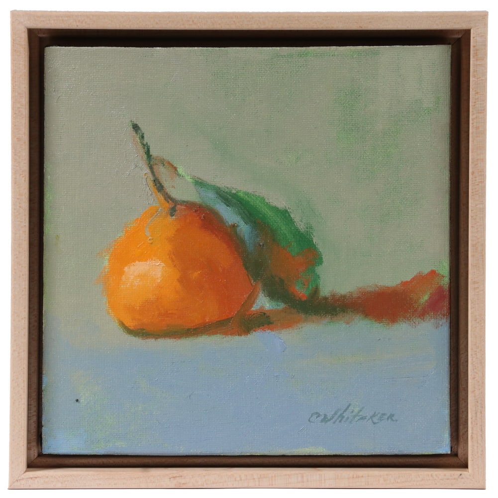 CAROLYN WHITAKER (ME/CA,1949-2018): CAROLYN WHITAKER (ME/CA,1949-2018) Orange, oil on hardboard, signed lower right, housed in a birch slat frame with shadowline, OS: 9 1/4" square, SS: 8" square. Fine condition.