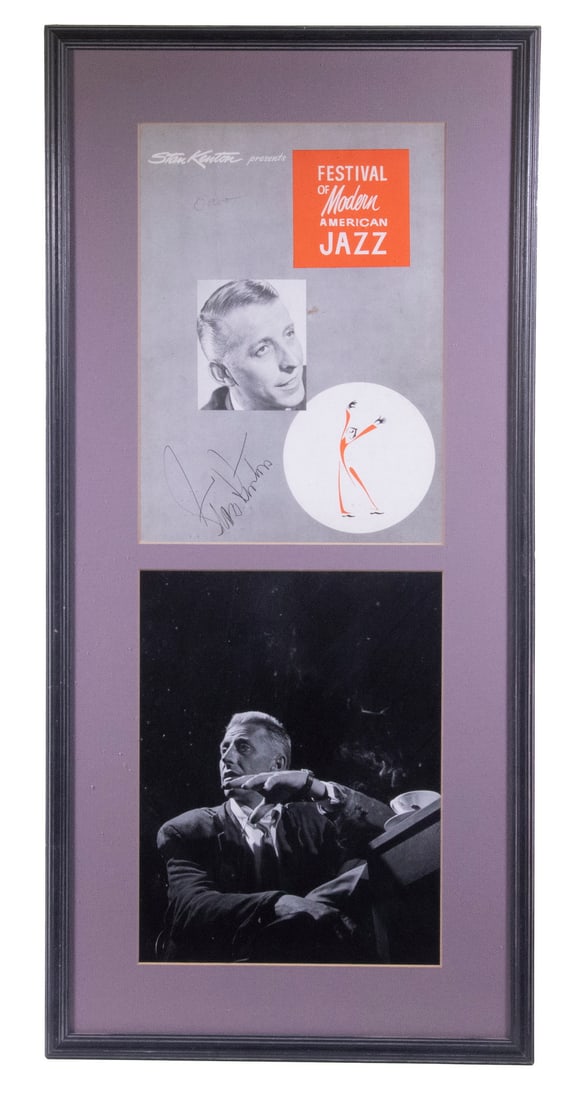 STAN KENTON SIGNED 1954 FESTIVAL PROGRAM & PHOTO IN SINGLE FRAME (1 of 3)
