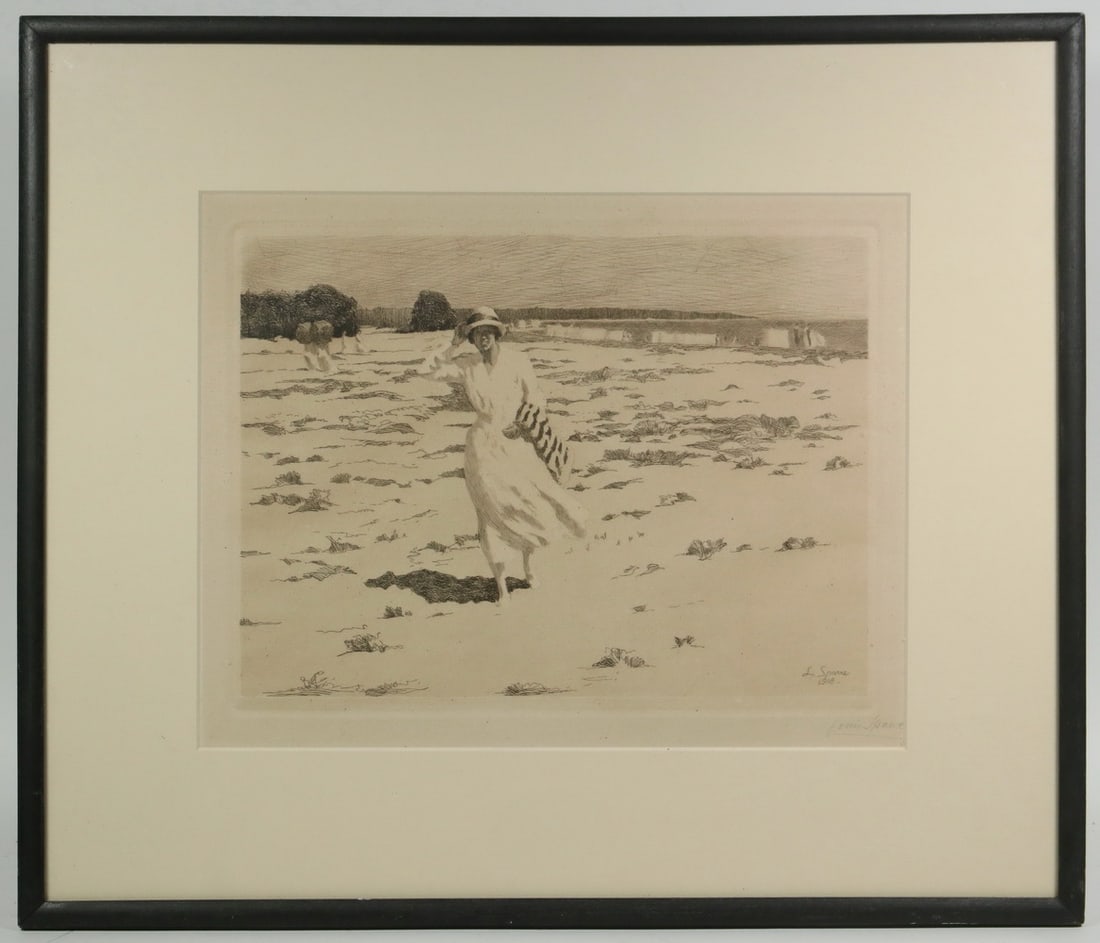 LOUIS SPARRE (FINLAND/SWEDEN, 1863-1964): LOUIS SPARRE (FINLAND/SWEDEN, 1863-1964) "A Sunny Beach" (En solig strand), from the portfolio of the Swedish Fine Art Print Society (Foreningen for Grafisk Konst), etching on creme paper, signed in