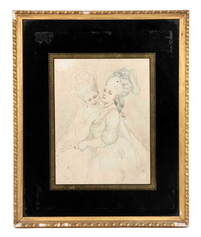LATE 18TH C. FRENCH GRAPHITE DRAWING, FRAMED (1 of 2)