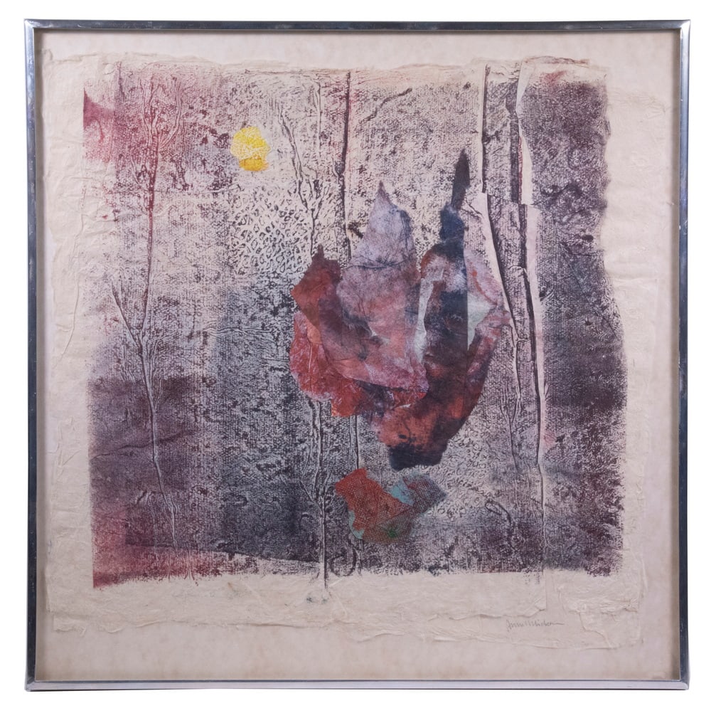 ILLEGIBLY SIGNED LATE 1970'S PRINT ON HAND MADE PAPER (1 of 3)