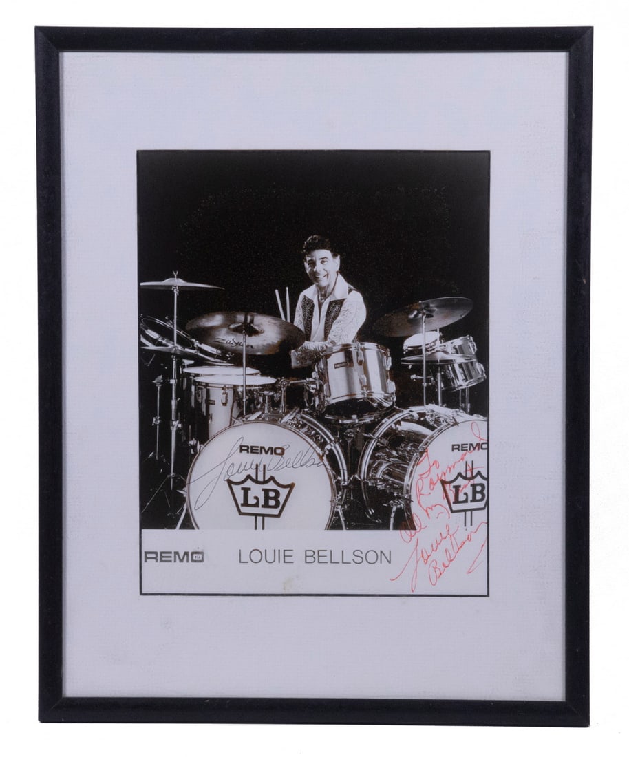 LOUIE BELLSON DOUBLE-SIGNED PHOTO, FRAMED (1 of 3)