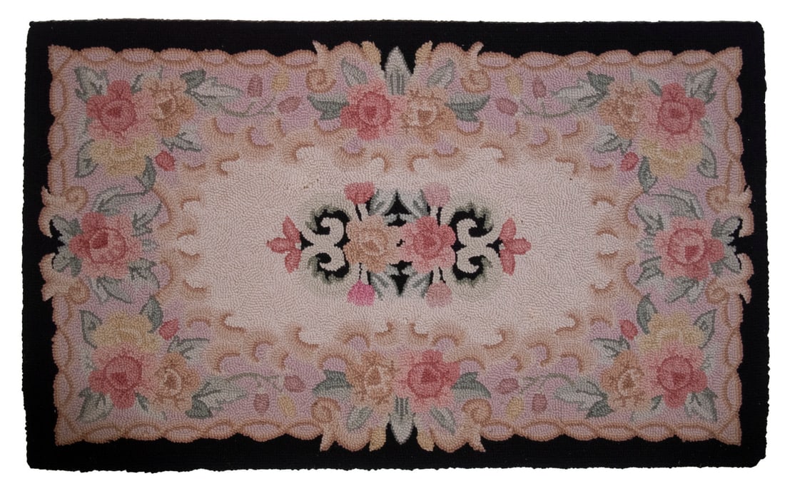 FLORAL HOOKED RUG (31" x 51") (1 of 2)