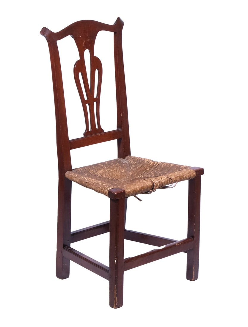 COUNTRY CHIPPENDALE SIDECHAIR W/ RUSH SEAT (1 of 3)