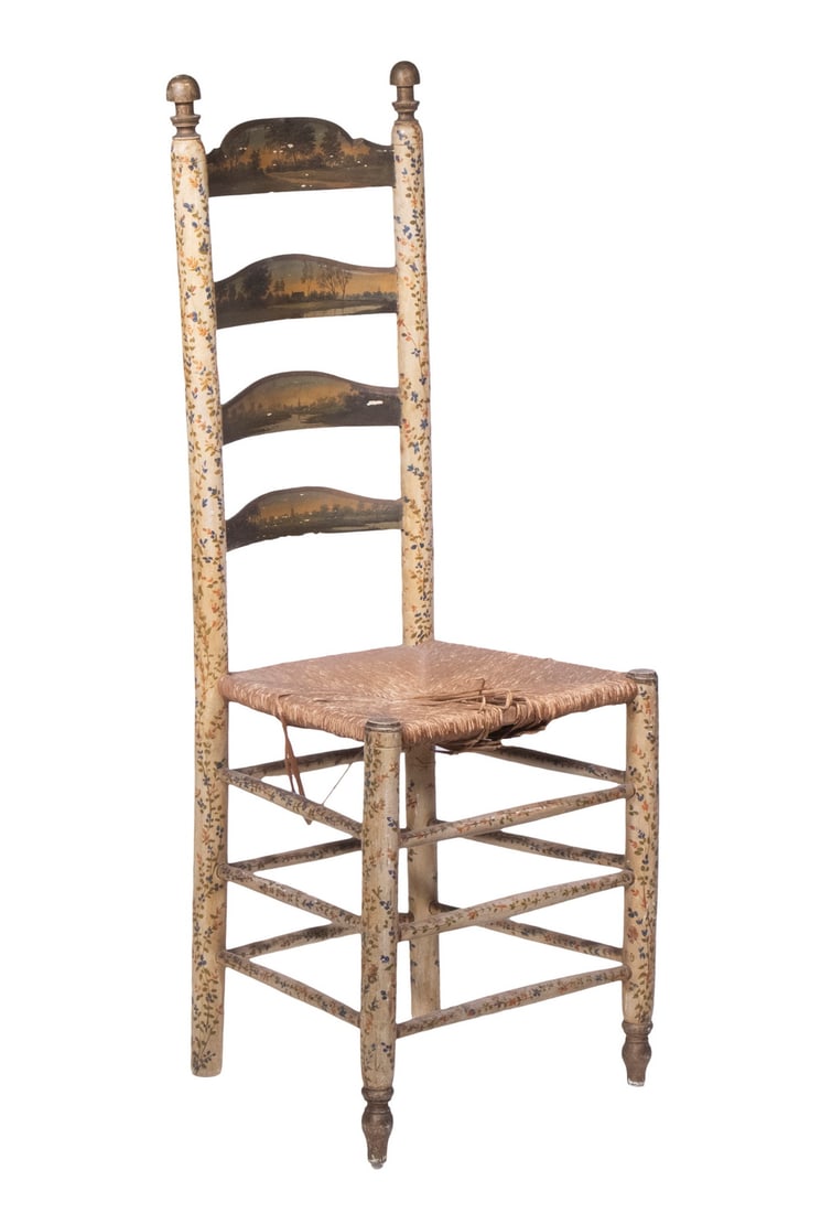 EARLY PAINTED LADDERBACK CHAIR (1 of 4)