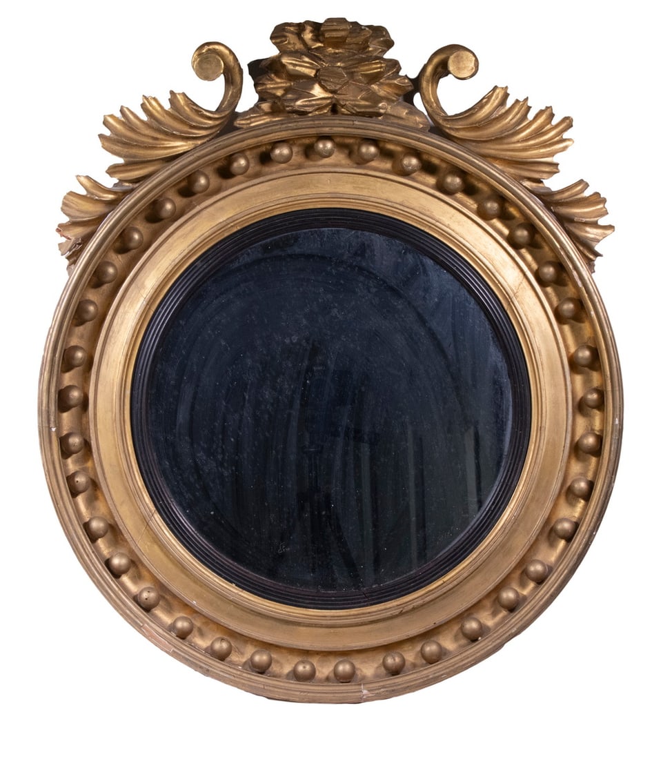 ROUND GILT WOOD MIRROR (1 of 2)