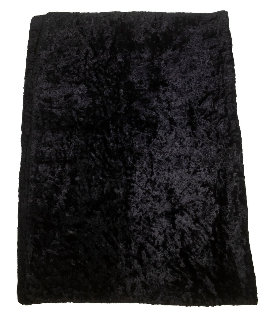 SLEIGH BLANKET: SLEIGH BLANKET Black Faux Fur Coverlet. Good condition. 50 x 72 in. (127 x 182.9 cm.)
