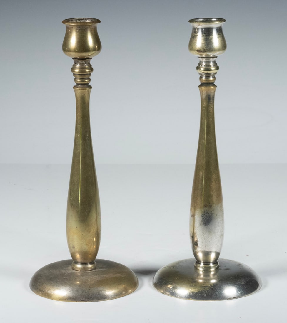 PR SILVERED BRONZE CANDLESTICKS (1 of 2)