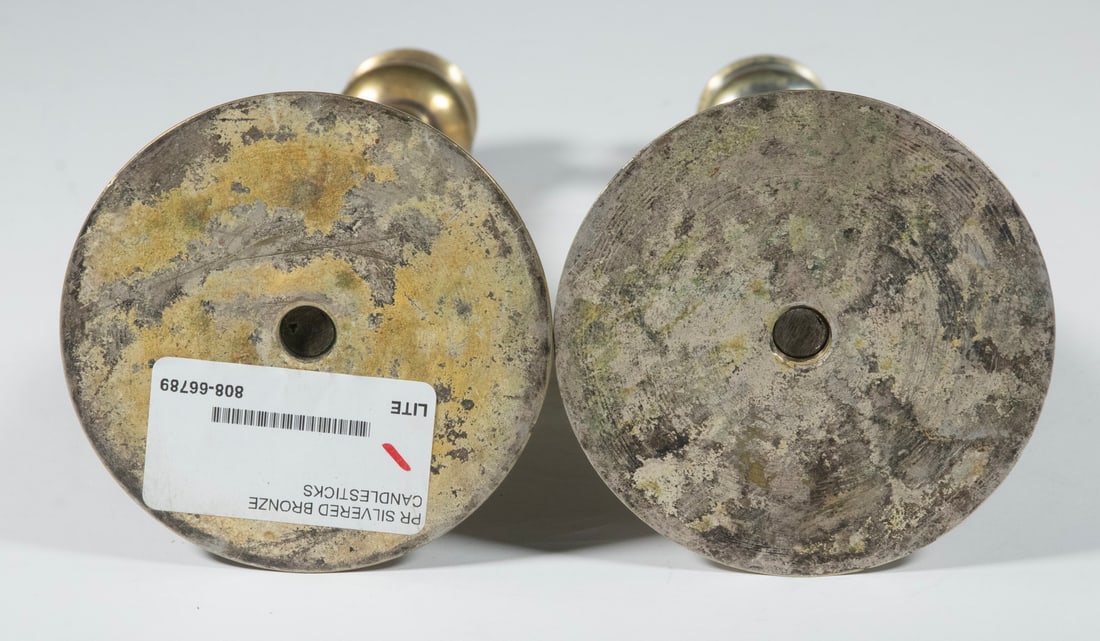 PR SILVERED BRONZE CANDLESTICKS - 2