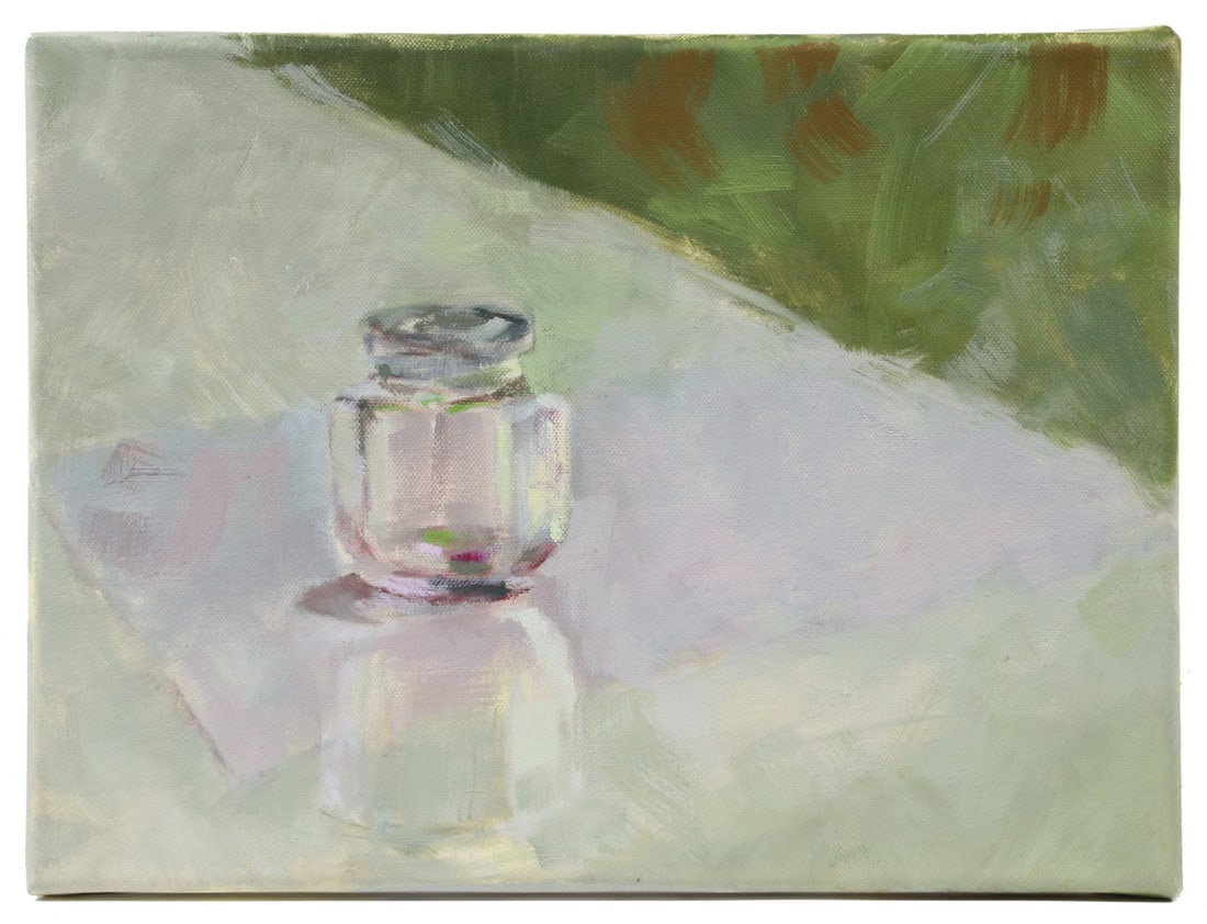 CAROLYN WHITAKER (ME/CA,1949-2018): CAROLYN WHITAKER (ME/CA,1949-2018) The Ink Bottle, oil on canvas, unsigned, unframed. Fine condition. OS: 9 x 12 in. (22.9 x 30.5 cm.)
