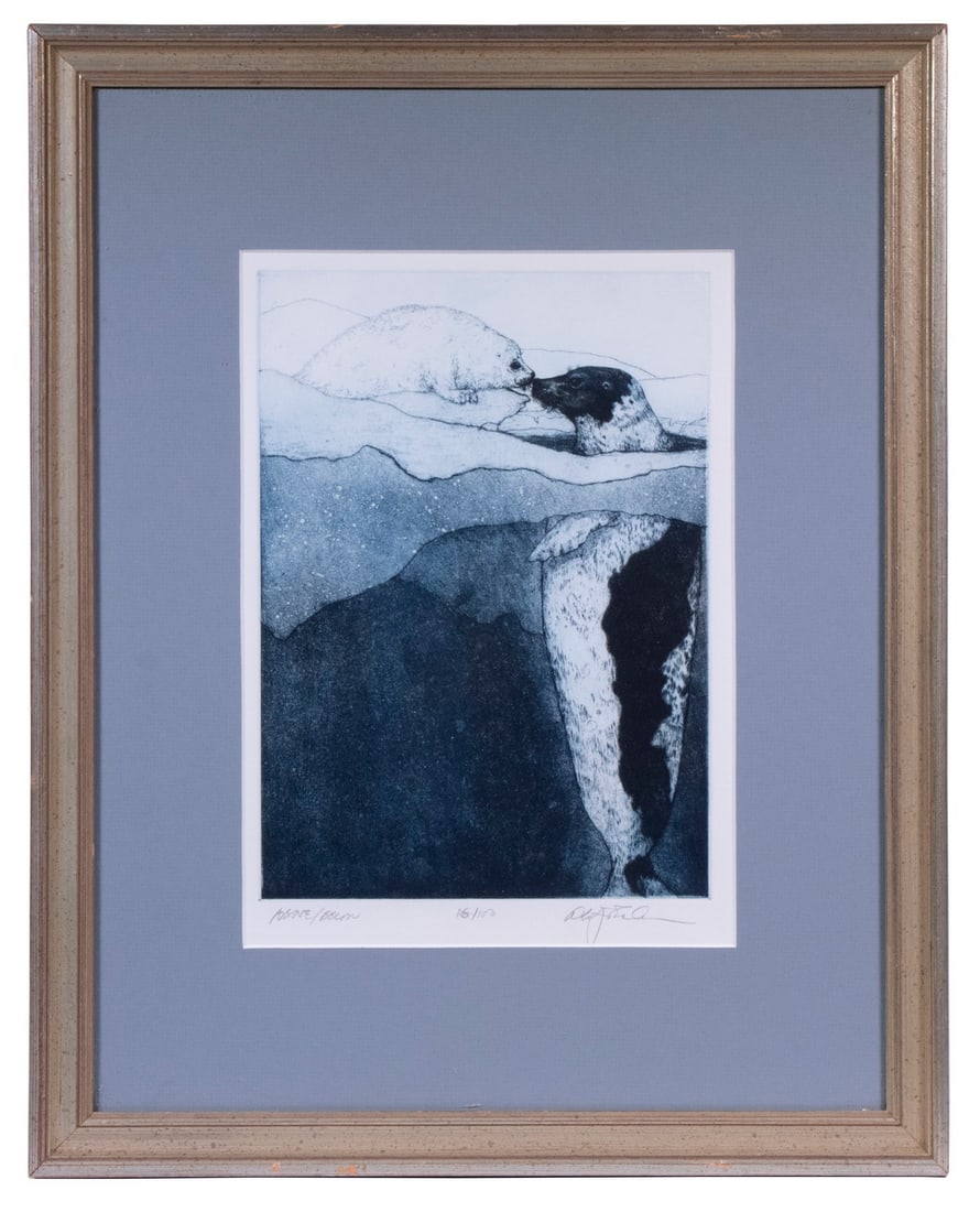 ALFRED COLE (20TH C. AMERICAN): ALFRED COLE (20TH C. AMERICAN) "Above/Below", etching on paper, pencil signed, titled and numbered 16/100, in pale gold frame, under gray mat and UV glass. OS: 19 1/2 x 15 1/2 in. (49.5 x 39.4 cm.),