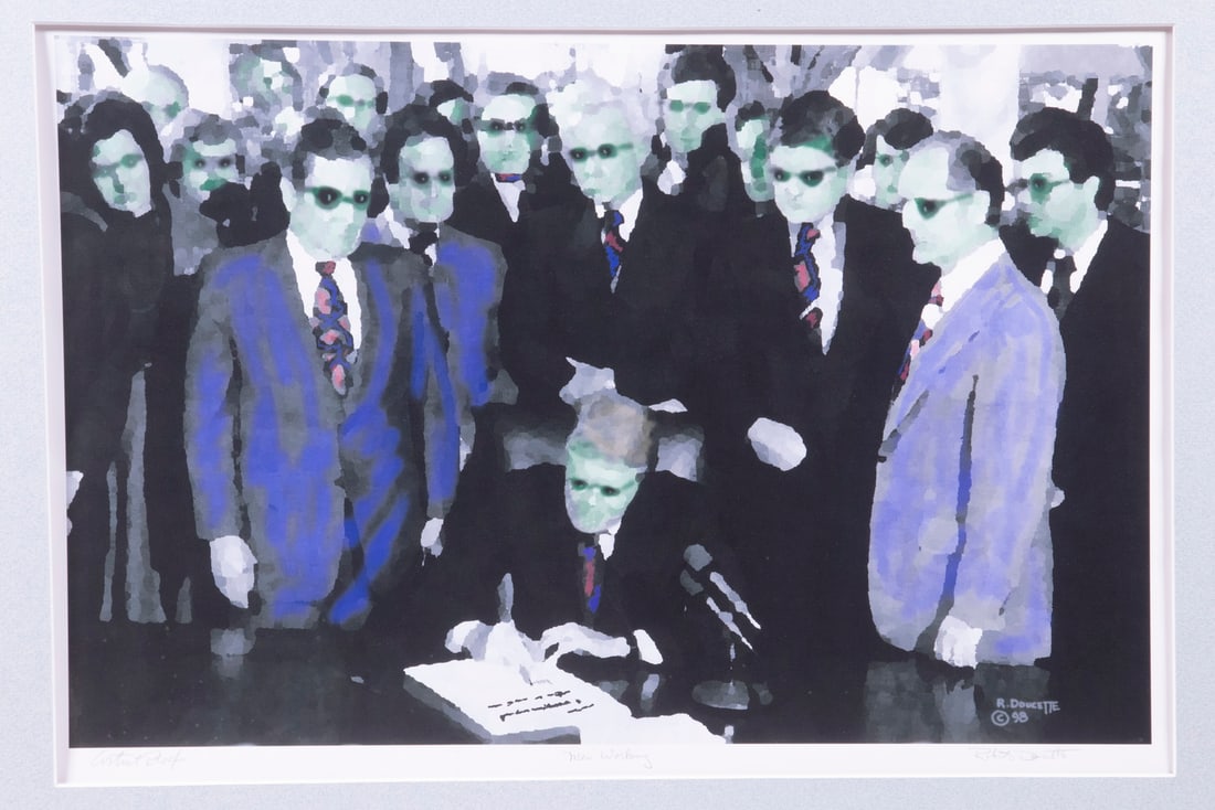 ROBERT MELBURN DOUCETTE (ME, 1930-2023): ROBERT MELBURN DOUCETTE (ME, 1930-2023)"Men Working", serigraph, pencil signed, titled, marked as artists proof and signed with date 1998 in print. Unframed, matted.OS: 20 x 26 in. (50.8 x 66 cm.), SS