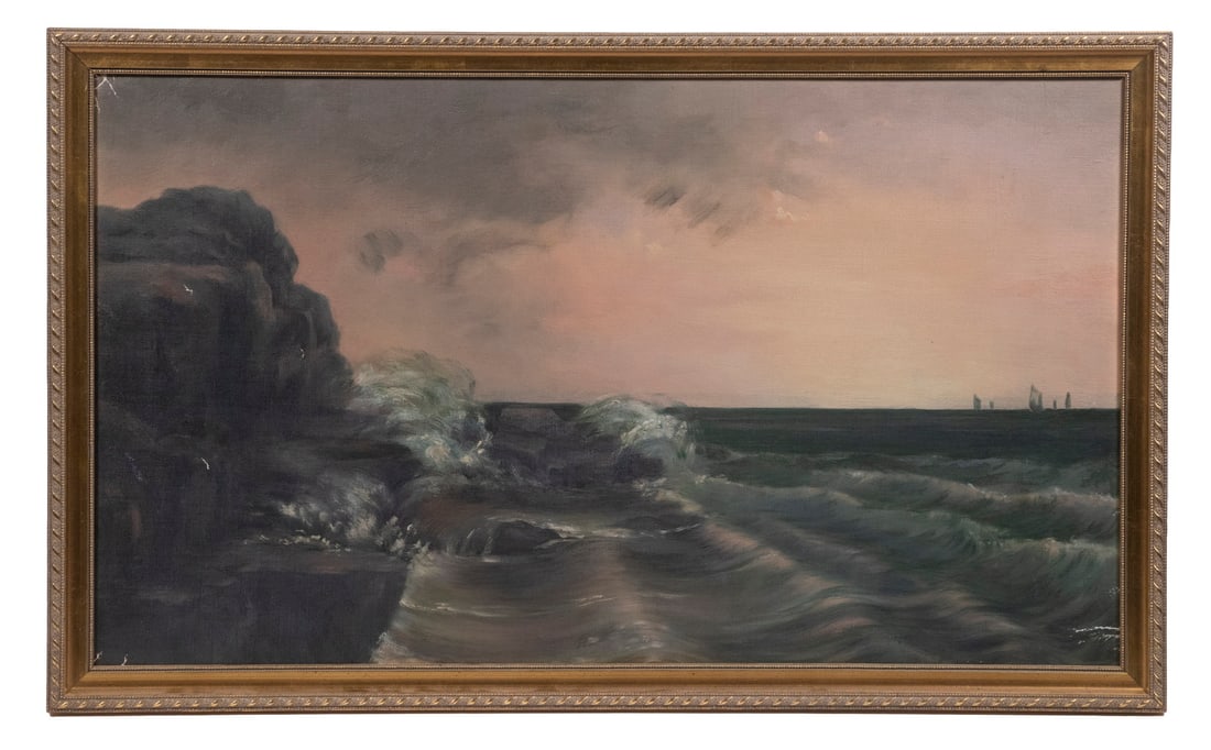 COASTAL VIEW PAINTING CIRCA 1900, PROBABLY DOWNEAST (1 of 4)