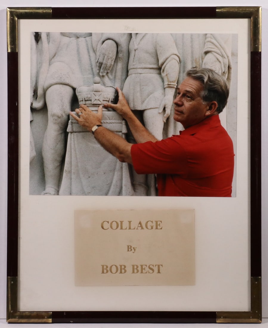 BOB BEST (20TH C. VIRGINIA): BOB BEST (20TH C. VIRGINIA) Exhibition Poster with photo of the artist. In mahogany and brass frame, glazed. Good condition. OS: 21 x 17 in. (53.3 x 43.2 cm.)
