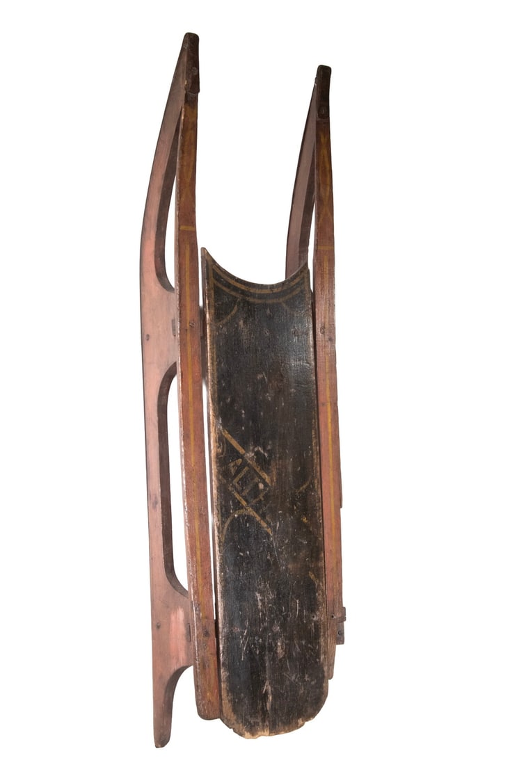 19TH C. HAND PAINTED WOODEN SNOW SLED (1 of 3)