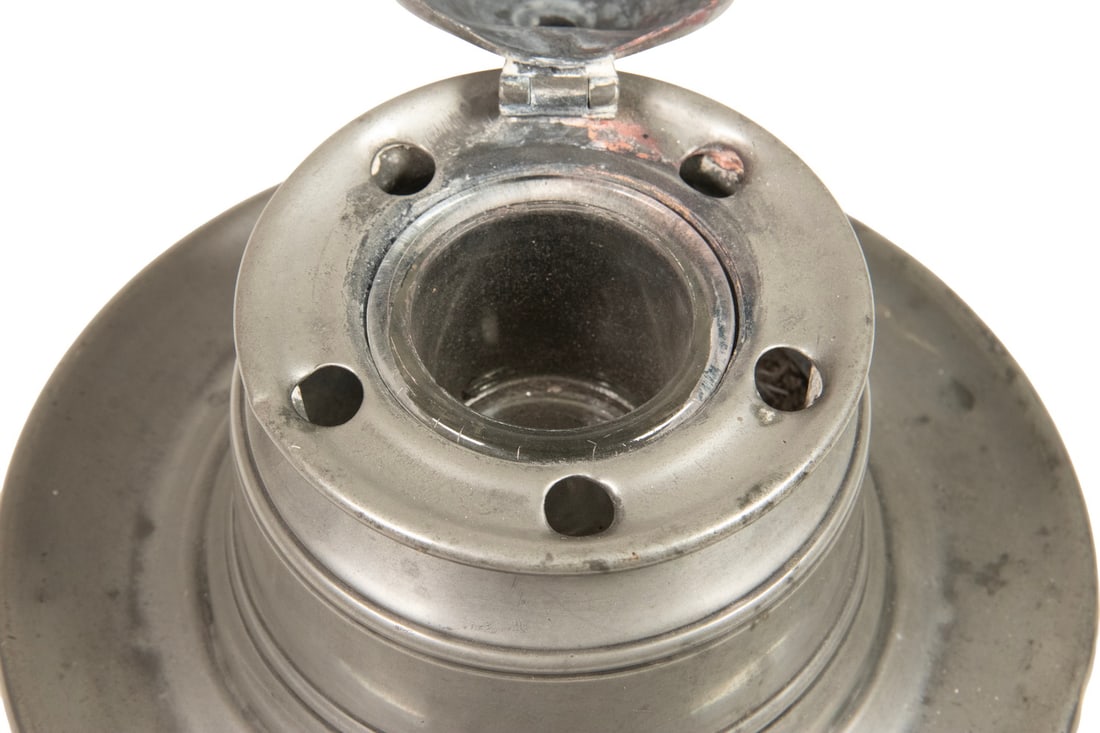 CAPSTAN FORM PEWTER INKWELL - 2