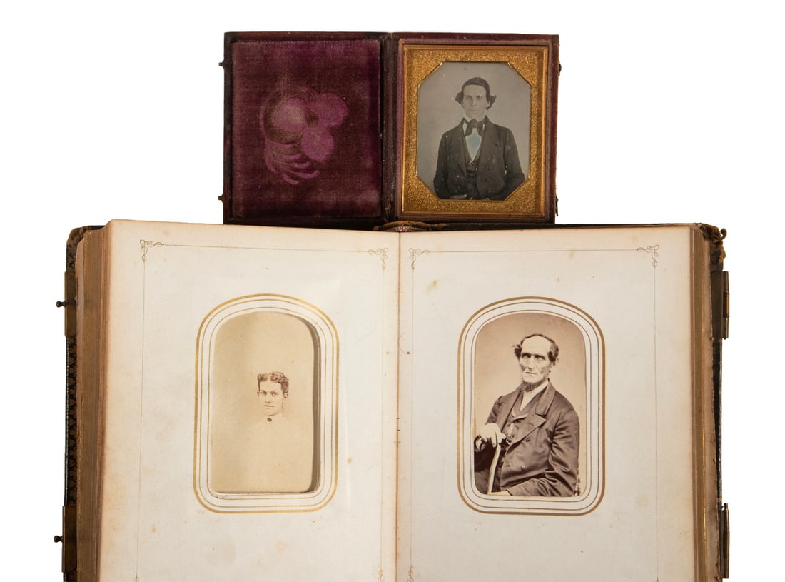 CARTE DE VISITE PHOTO ALBUM & A DAGUERREOTYPE (1 of 2)