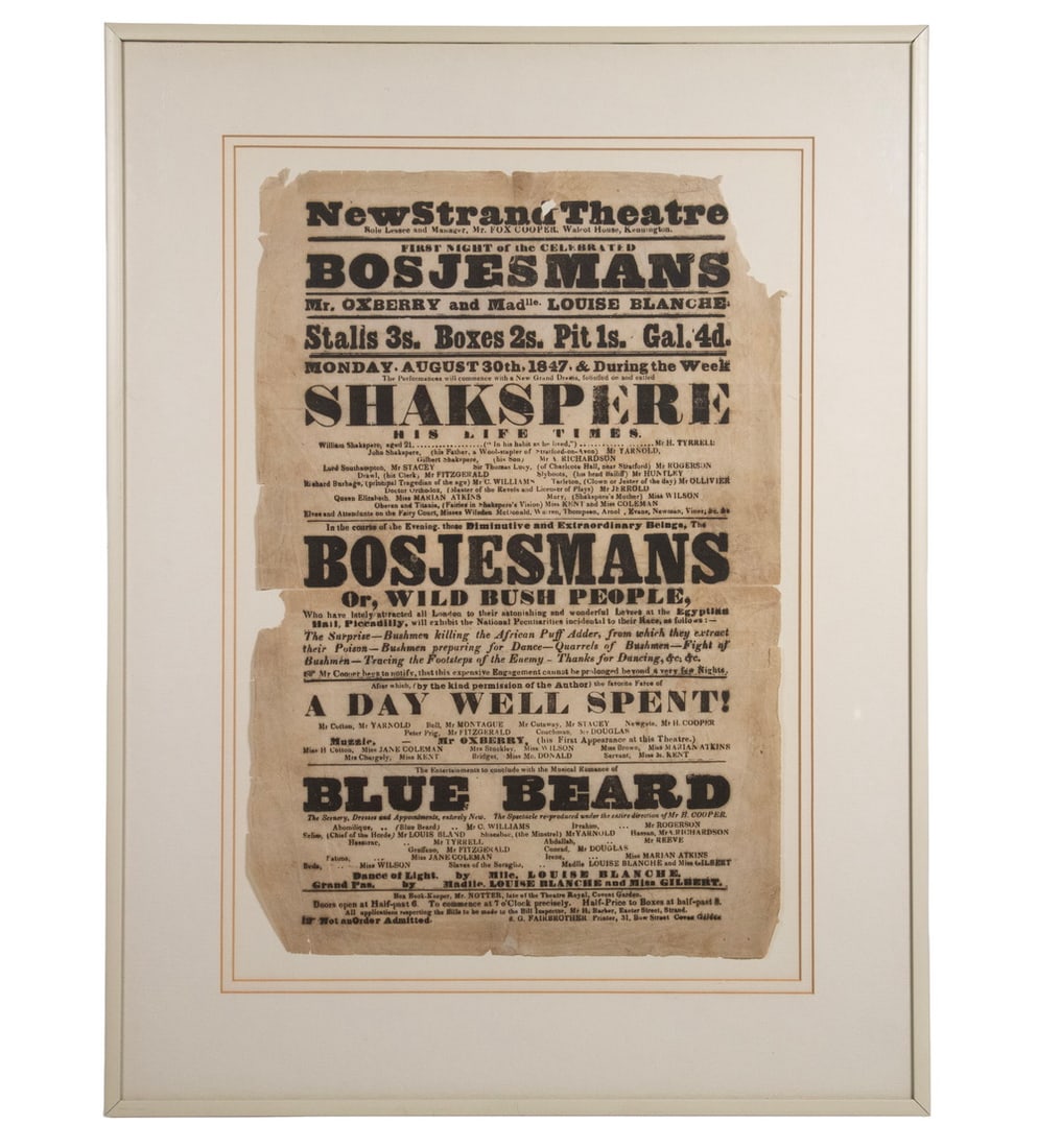 FRAMED 1847 LONDON NEW STRAND THEATRE HAND BILL (1 of 2)