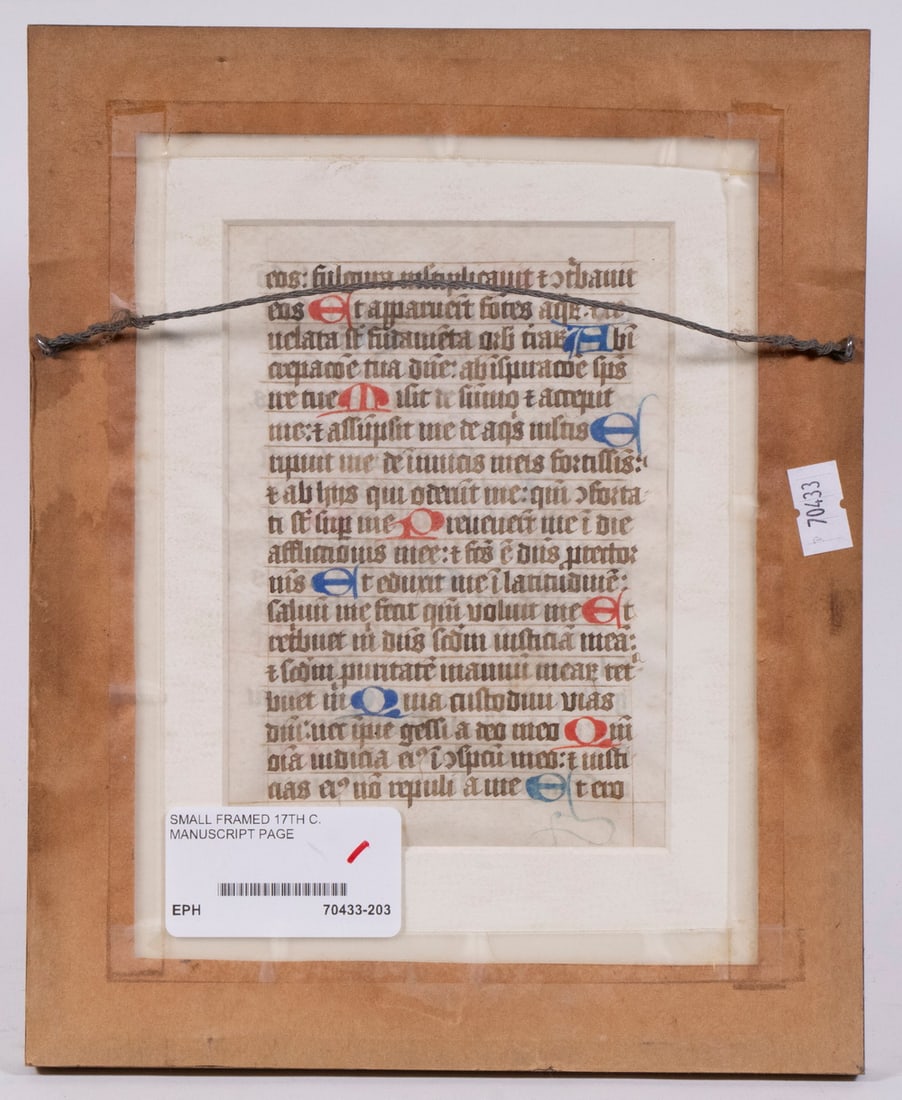 SMALL FRAMED 17TH C. MANUSCRIPT PAGE - 3