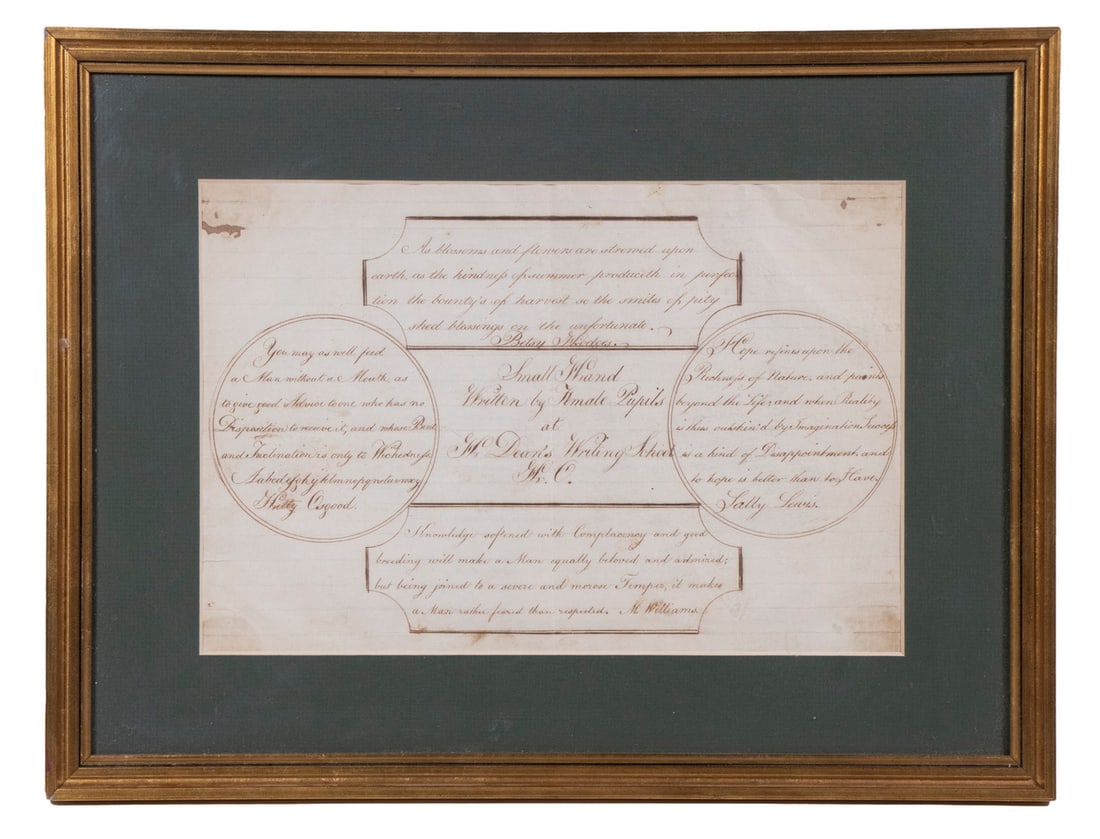 19TH C. CALLIGRAPHY, FEMALE STUDENTS (1 of 3)