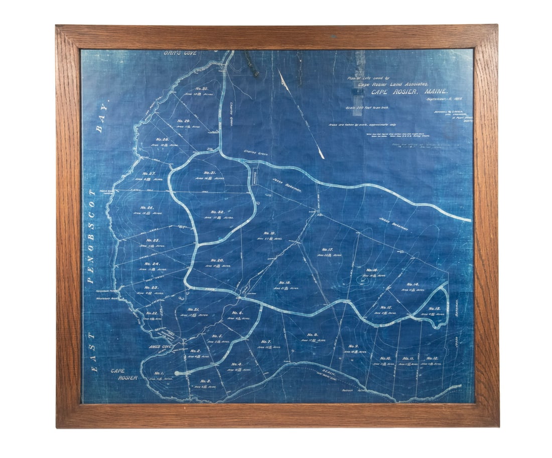 1889 LOT SURVEY OF CAPE ROSIER, MAINE, FRAMED (1 of 3)