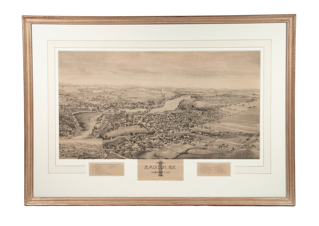 BIRDSEYE MAP OF MADISON MAINE, 1896 (1 of 2)
