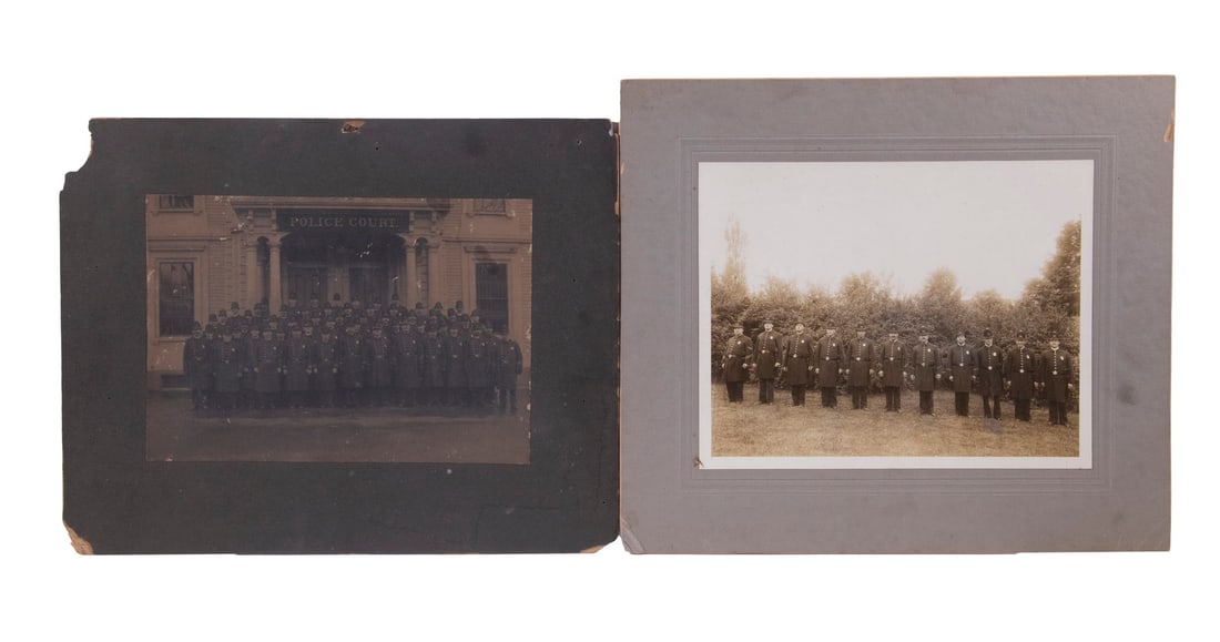 (2) EARLY CABINET PHOTOS OF BOSTON (?) POLICE OFFICERS, UNFRAMED (1 of 3)