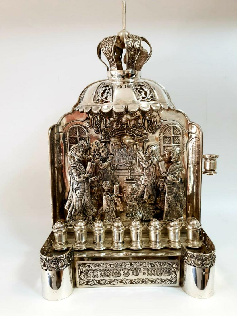 Especially exquisite silver Chanukah menorah - (1 of 20)