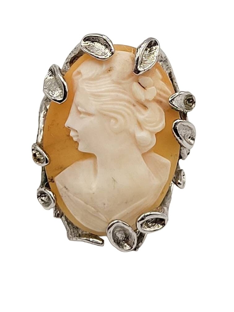 Vintage Sterling Cameo Brutalist Design Ring Size 6.5 (1 of 8)