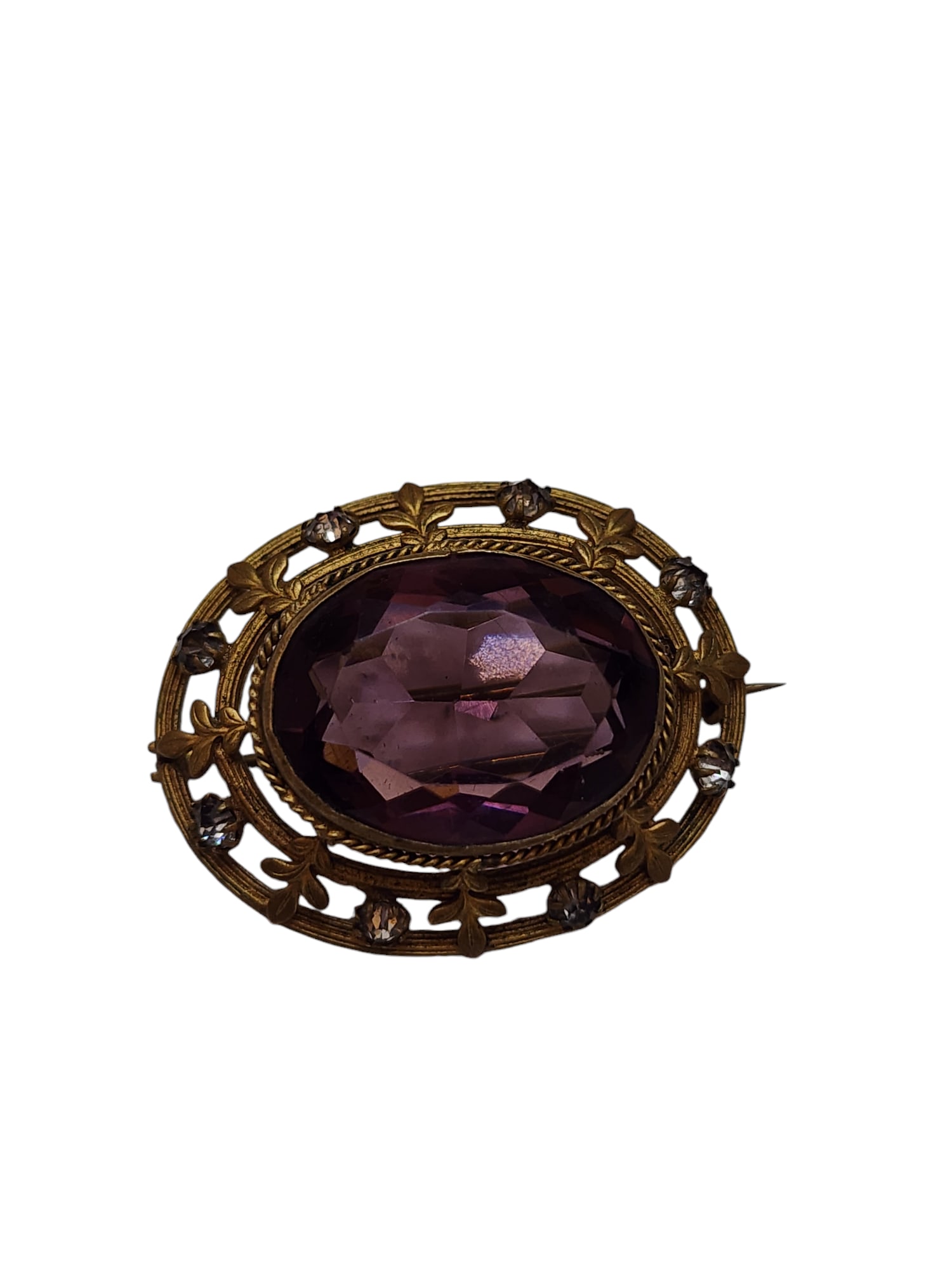 Antique Czech Multi Faceted Glass Raised Brooch (1 of 3)