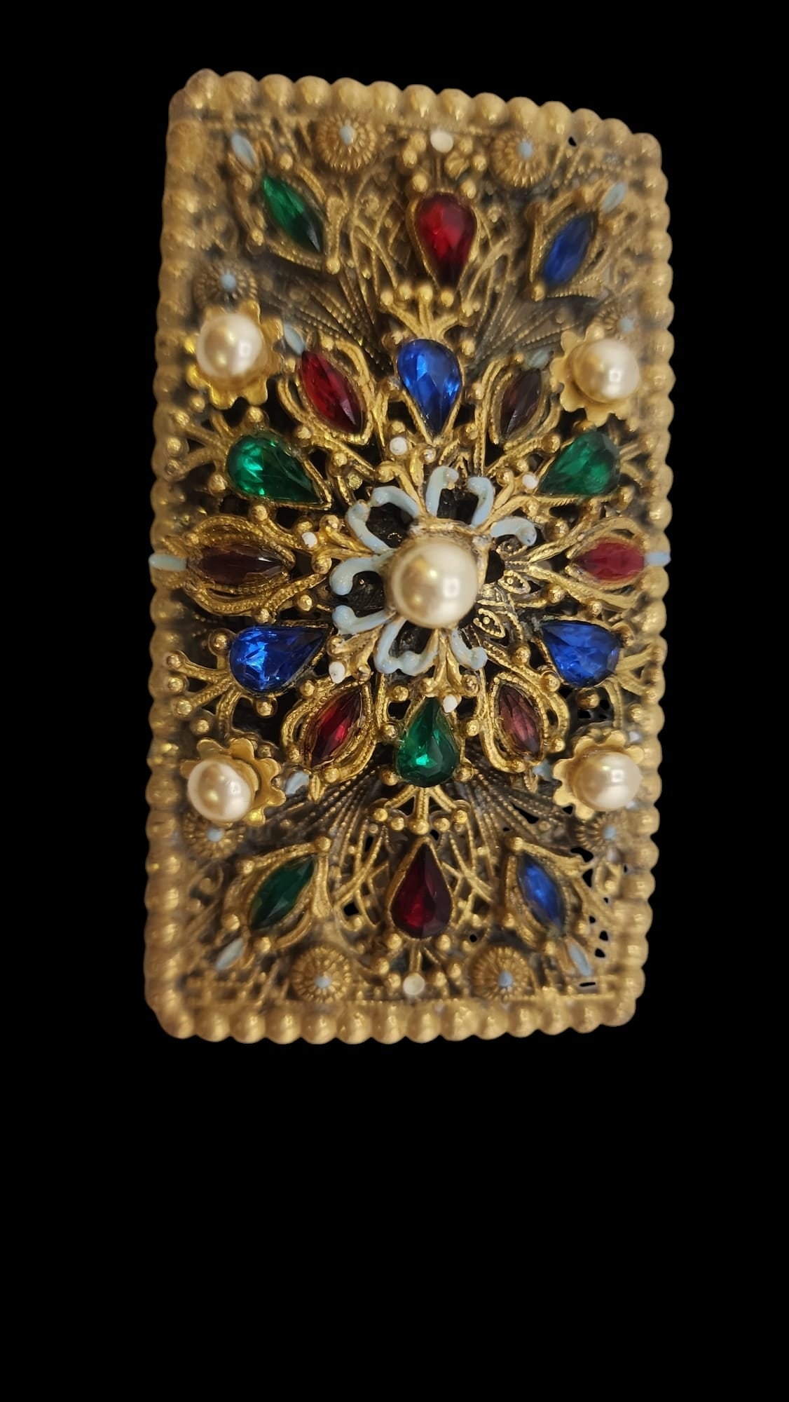 Signed Thief of Bagdad Korda elaborate layered rhinestone and enamel brooch (1 of 6)