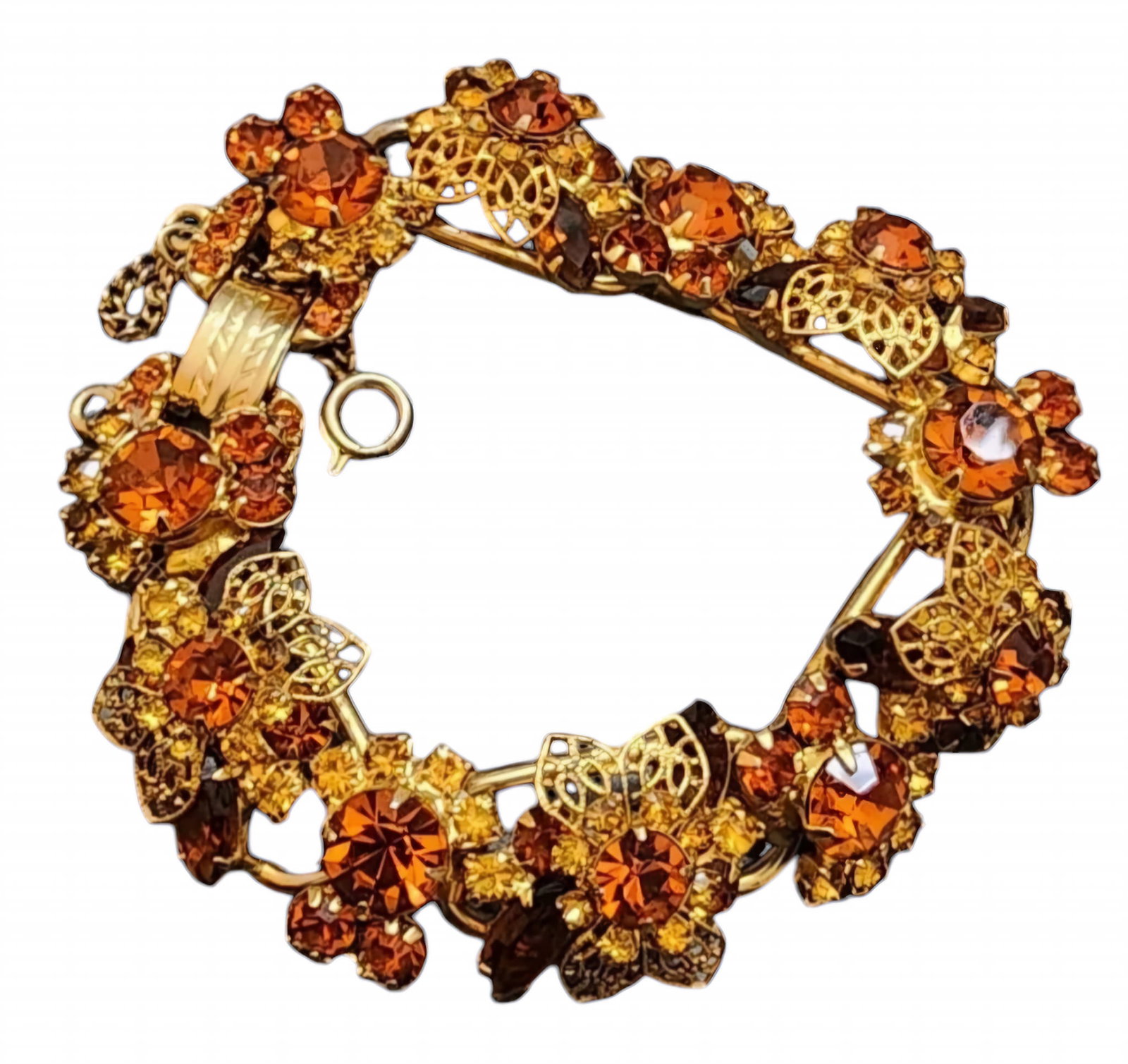 Unique rhinestone and filigree flower D & E Juliana bracelet (1 of 5)